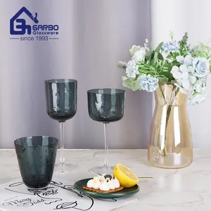 Peralatan minum kaca, gaya bening kelas atas dengan warna solid hitam buatan tangan untuk penggunaan sehari-hari minum air teh anggur