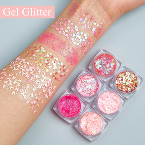 Ensemble de gel pailleté 6 couleurs Private Label, orange chaud, rose mignon, crème pailletée laser colorée pour le corps et les lèvres - Product Image 2