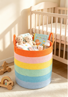 Nouveau panier de rangement pliable en corde de coton écologique, sac fourre-tout pour maman, organiseur de couches