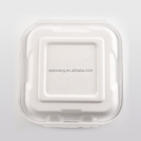 Boîte à lunch jetable à clapet en bagasse biodégradable de 9 pouces à 3 compartiments avec couvercle à charnière pour restaurant et hôtel