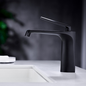 Cobre y latón baño <span class=keywords><strong>barato</strong></span> manija única mate negro <span class=keywords><strong>lavabo</strong></span> <span class=keywords><strong>grifo</strong></span> para baño <span class=keywords><strong>grifo</strong></span> <span class=keywords><strong>lavabo</strong></span> - Product Image 2