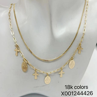 Collier croix superposé plaqué or XUPING, double chaîne réglable, empilable, breloque religieuse, cadeau unisexe, bijoux