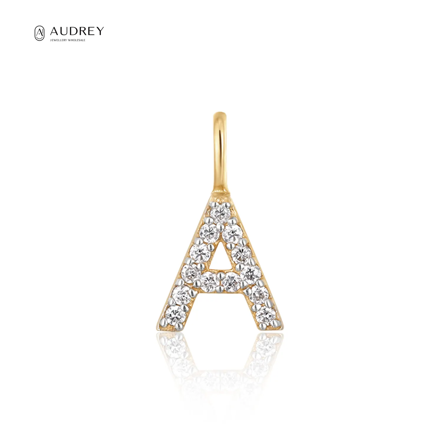 Audrey güzel takı kolye 26 alfabe Charm seti elmas 14K katı altın takı bir mektup kolye kolye