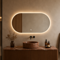Miroir intelligent LED avec affichage de l'heure/température, anti-explosion, anti-buée, tactile à intensité variable, miroir de salle de bain moderne, fabricant certifié CE