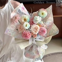 Série de matériaux d'art floral en papier, style peinture à l'huile, pour bouquets de fleuriste et emballages, avec motifs floraux d'ambiance