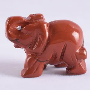 1.5 "statua di elefante pietre naturali pietra rossa cristalli curativi scolpiti figurine di animali camera decorazione Gem artigianato gingillo all'ingrosso