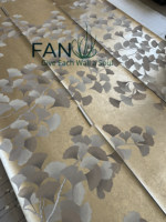 Papier peint de feuilles de Ginkgo peint à la main en feuille d'or de qualité supérieure pour la décoration murale intérieure