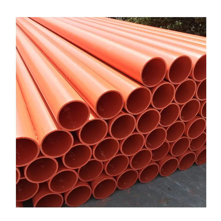 Chine plastique 3 pouces 6 pouces 100mm 150mm en vrac Orange CPVC électrique tuyau de conduit en pvc pour le câblage de la protection des câbles souterrains