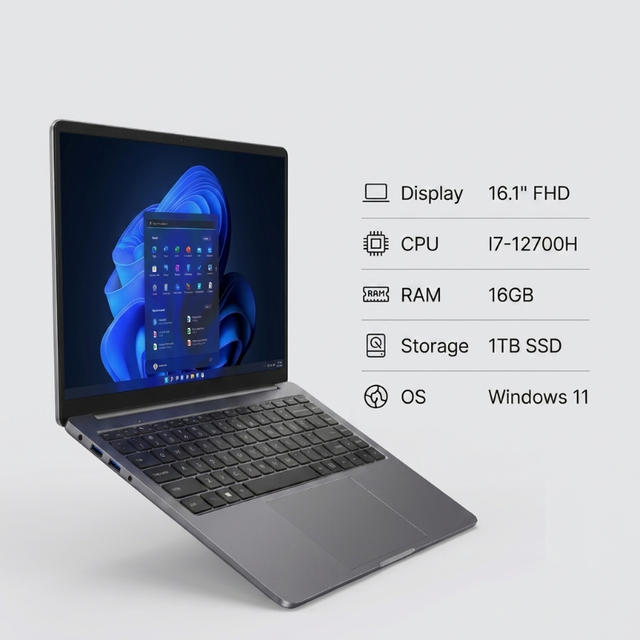 Yifang 16" 2560*1600 FHD Intel Core I7 12700H DDR4 RAM 1TB SSD Win11 Pro Metal Type C HDMI Fingerprint Optional Business Laptops