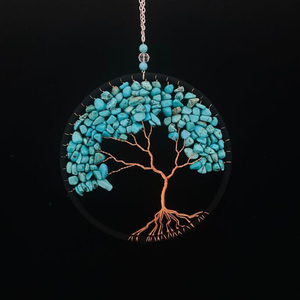 Piedra colorida Árbol de la vida tejido hogar regalo cobre seda grava colgante tallado a mano cristal Chip <span class=keywords><strong>Jade</strong></span> y amatista modelo artesanal - Product Image 5