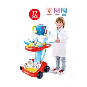 新的音乐玩具塑料医疗套件套装手推车医生假装孩子玩17件