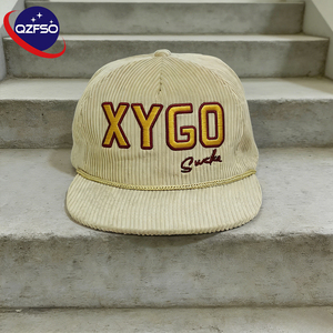 Gorras de Béisbol QZFSO Personalizadas de 5 Paneles, Sin Estructura, de Pana, con Cierre a Presión, Bordado y Cuerda - Product Image 1