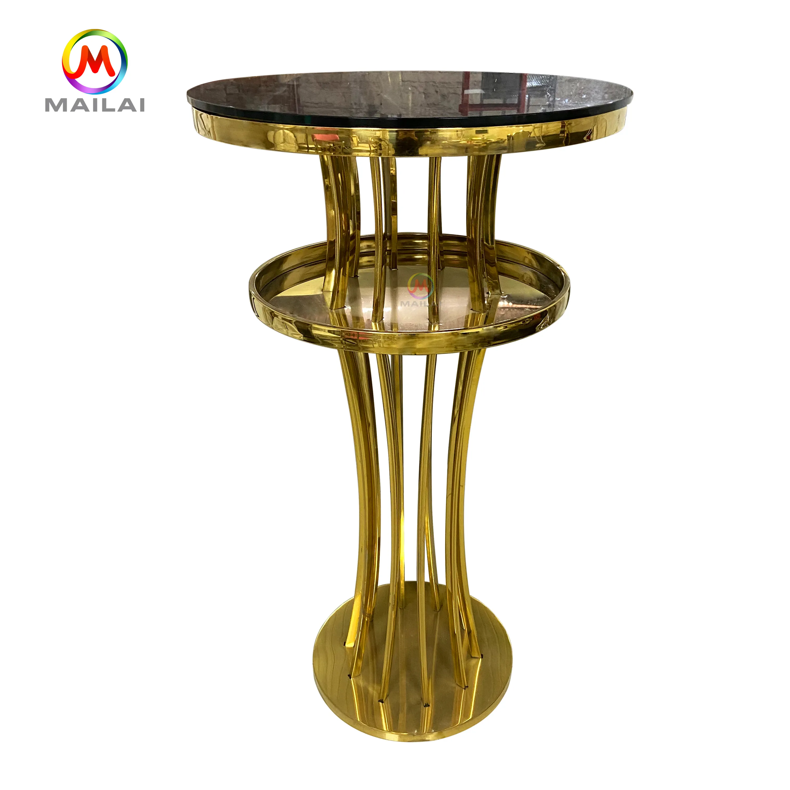 Новый дизайн, современный Свадебный открытый круглый стол из нержавеющей стали, золотой коктейльный стол, Круглый барный стол