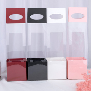 Logo personalizzato portatile cesto di fiori IN PVC trasparente finestra di fiori moda moderna vento contenitore di regalo - Product Image 2