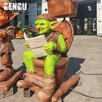 Troll Animatrónico Realista en el Inodoro, Figura Divertida en Movimiento, Estatua de Gnomo/Elfo de Fibra de Vidrio, Atracción para Parques de Halloween