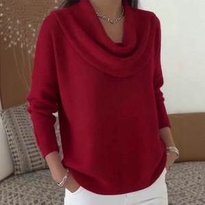 Pull à manches longues de couleur unie pour femme, coupe ample, style coréen, automne-hiver, S M L XL 2XL 3XL - Product Image 4