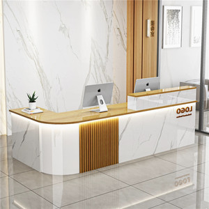 Trung Quốc Nhà máy trực tiếp giá tùy chỉnh thời trang văn phòng hiện đại tiếp tân sảnh bàn rắn bằng gỗ trắng phía trước truy cập dịch vụ - Product Image 3