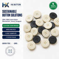 Kancing Ivory Corozo Ramah Lingkungan 4 Lubang Dua Warna 18mm/20mm Hitam untuk Kemeja Cardigan Pabrik OEM ODM MOQ Rendah