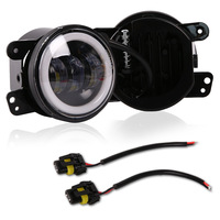 Feux antibrouillard avant Angel-eye universels exclusifs transfrontaliers pour Wrangler, 4 pouces, LED 6000 Lumens, température de couleur 5000K, phares pour