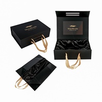 Boîte Cadeau Magnétique Noire de Luxe avec Logo Personnalisé pour Emballage Vêtements, Chaussures, Perruques, Doublure en Satin