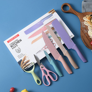 Juego <span class=keywords><strong>de</strong></span> <span class=keywords><strong>cuchillos</strong></span> coloridos con revestimiento antiadherente Tacto suave Asas <span class=keywords><strong>de</strong></span> fácil agarre Material <span class=keywords><strong>de</strong></span> metal y plástico - Product Image 1