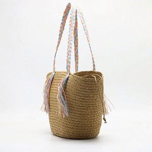 Bolso de Paja para Mujer, Estilo Canasta, con Asas de Colores, Novedad 2025 - Product Image 3