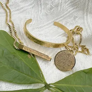 Inspirer bijoux Ayatul Kursi collier islamique musulman collier arabe calligraphie ensemble de bijoux coran bijoux en stock