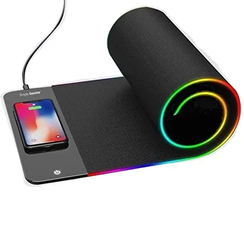 QUANBAO Factory Custom Fast 10w RGB LED Light Gaming Mouse Pad schreibtisch matten mit Wireless Charger Charging mousepads