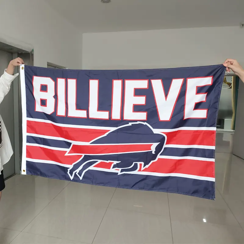 Pabrik Cina Harga Terbaik 100% Poliester Kualitas Tinggi Semua Bendera Tim NFL, Spanduk Buffalo Bills Bendera