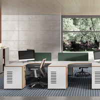 Poste de travail de bureau en forme de L pour 4 personnes avec chaises, montage facile, design modulaire, résistant à l'eau