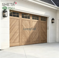 Puerta de Garaje Automática LONGTAI de Madera Maciza de Nogal Negro para Villas, Estilos Arqueados y Chevron, Enrollable, con Control Remoto, Acabada