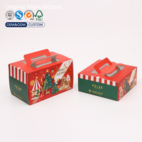 Caja para Pastel Navideña con Ventana y Asa, Caja de Regalo de Cartón para Pastelería, Cajas Personalizadas para Pasteles al por Mayor