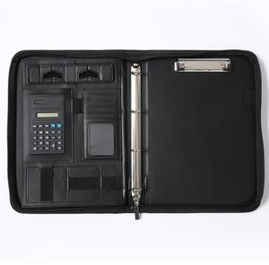 Leather Business Portfolio Bag A4 File Folder Organizer Zipper Closure <strong>Padfolio</strong> with Calculator - Product Image 2