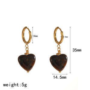 CAIOOCHE - Juego <span class=keywords><strong>de</strong></span> Aretes Largos <span class=keywords><strong>de</strong></span> Acero Inoxidable Vintage al por Mayor, Chapados en Oro, con Piedra <span class=keywords><strong>de</strong></span> Ojo <span class=keywords><strong>de</strong></span> Tigre <span class=keywords><strong>de</strong></span> Resina, Joyería <span class=keywords><strong>de</strong></span> Moda para Mujer - Product Image 3