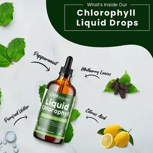 Biocaro OEM Wholesale Private Label Alfalfa Organic Vegan Splina Syrup 6000Mg Water Drops Chlorophyll Liquid With Mink Liquid
