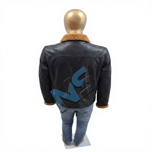 Nabtay Sports <b>Men</b> Genuine Cowhide <b>Leather</b> Racing <b>Jacket</b> Padded Sleeve Stand Collar Black Biker Motorcycle Asym - Product Image 2