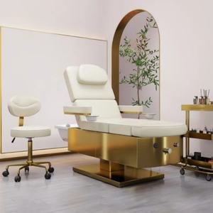 Cama de Champú Dorada de Lujo con 3 Motores para Salón de Belleza y Spa, Cama Facial Eléctrica Moderna para Pestañas, Multifuncional con Baño de Pies y Masaje - Product Image 3