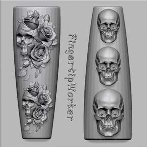Y2K Halloween Rosa flor <span class=keywords><strong>calavera</strong></span> silicona Nail Art moldes japonés DIY esqueleto mano diseño transparente tallado molde para Nail Art - Product Image 2