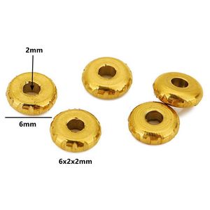Stainless Steel Flat <b>Spacer</b> Beads Round Knife Cut Pattern 18K Gold Plated DIY Jewelry Loose Beads Wholesale Wheel Beads - Product Image 2