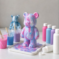 Kit de peinture fluide DIY pour figurines d'ours, pour enfants, adultes, couples, cadeau artisanal pour fête