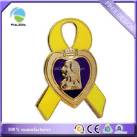 Broche en métal rouge, orange et gris avec ruban, épinglette émaillée de sensibilisation au SIDA, badge souvenir caritatif avec fermoir papillon