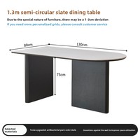 Table à manger ovale noire de style moderne du milieu du siècle avec structure en métal et plateau en ardoise, ensemble de chaises pour salon, 4 places
