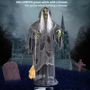 Décoration d'Halloween animée avec capteur de mouvement, sorcière avec lumière LED et son, accessoire effrayant pour <span class=keywords><strong>maison</strong></span> <span class=keywords><strong>hantée</strong></span> - Product Image 1