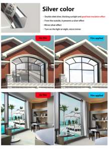 Argent 5% 15% 20% 35% 50% 70% <span class=keywords><strong>Film</strong></span> réfléchissant miroir attaché à la construction de verre Protection solaire fenêtre teinte Films commerciaux - Product Image 4