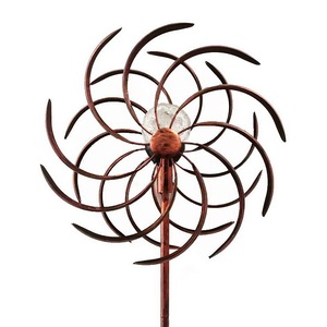 Boule de verre alimentée par éclairage LED Feuilles de saule solaires Spinner Metal Sculptures Outdoor & Garden Stake - Product Image 1