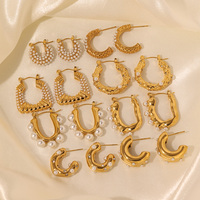 Boucles d'oreilles créoles en acier inoxydable plaqué or populaires, boucles d'oreilles créoles en perles anti-ternissement pour femmes, bijoux en acier inoxydable