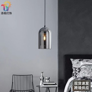 โคมไฟแขวนแก้วสไตล์นอร์ดิกมินิมอล รูปทรงวงรี หัวเดียว แสงวอร์มไวท์ LED สำหรับห้องนอน ห้องรับประทานอาหาร - Product Image 1