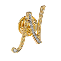 Broche 3D personnalisée avec initiale, sans nickel, pour cravate, cadeaux personnalisés pour filles, femmes, hommes, garçons, or