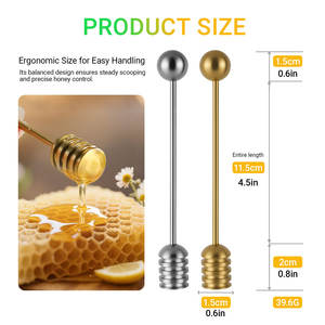 Bâtonnets à miel personnalisés en acier inoxydable 304, cuillère à miel et sirop, mini cuillère à mélanger, outil de mélange pour pot de miel - Product Image 2