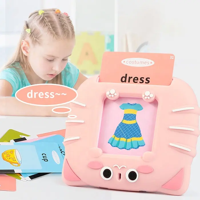 YMX KA06 Music Learning Bilingual English Autable Reading Talking Talk Toys Flash Words Cards Flashcards Reader for Kid Children